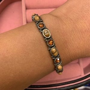 Tigers eye and orange stone costume bracelet